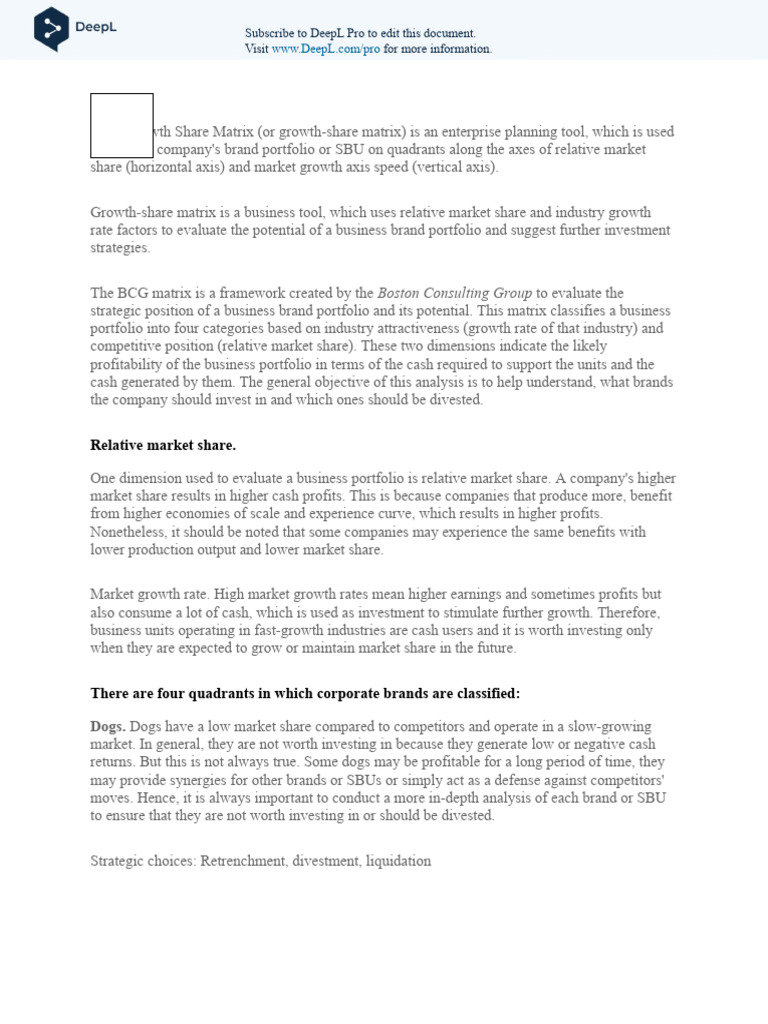 Growth Share Matrix Bahasa Indonesia 2 En Pdf Economies