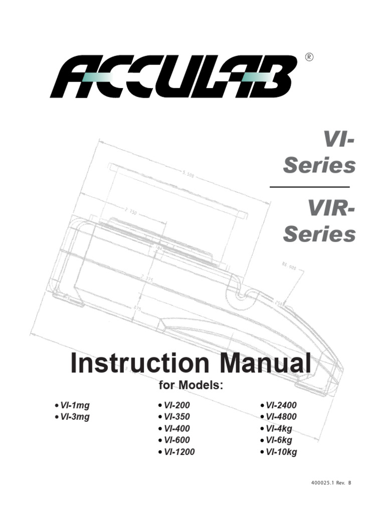 Acculab VI/VIR-Series Balance Manual | PDF | Weight