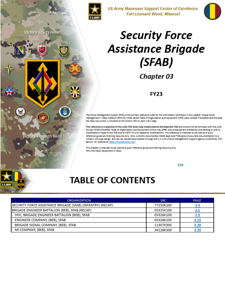 SFAB Force Management Overview FY23 | PDF | Reconnaissance | Brigade