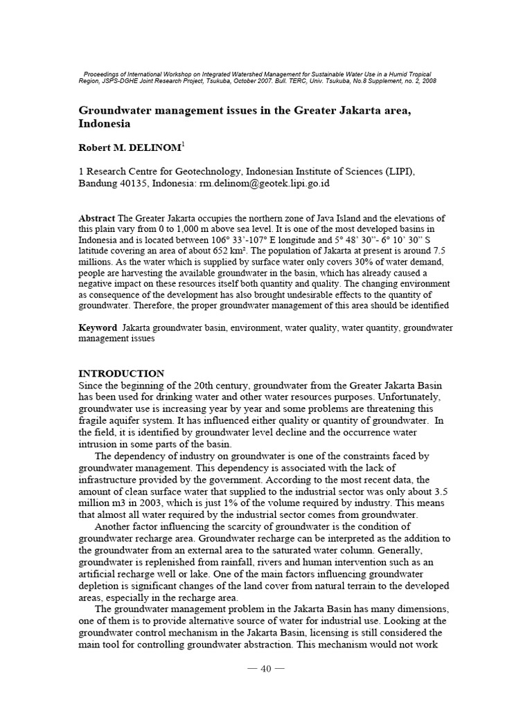 Groundwater Jakarta Pdf Groundwater Water Resources