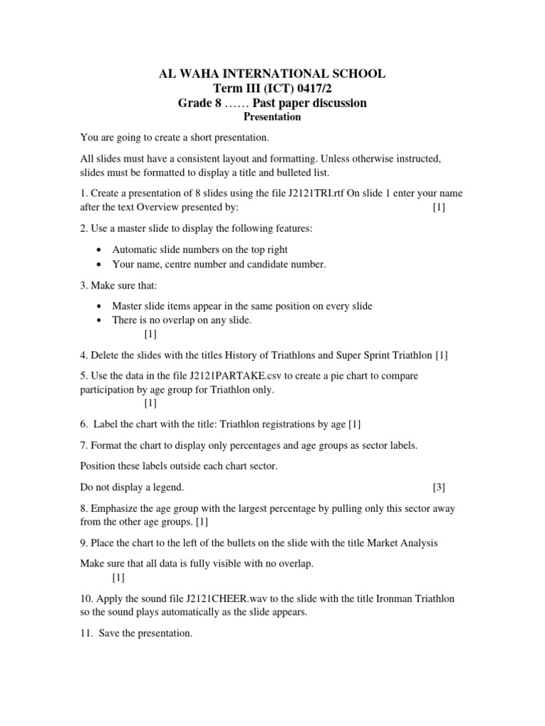 Grade 8 ICT Practical Worksheet 1 Term 3 PDF