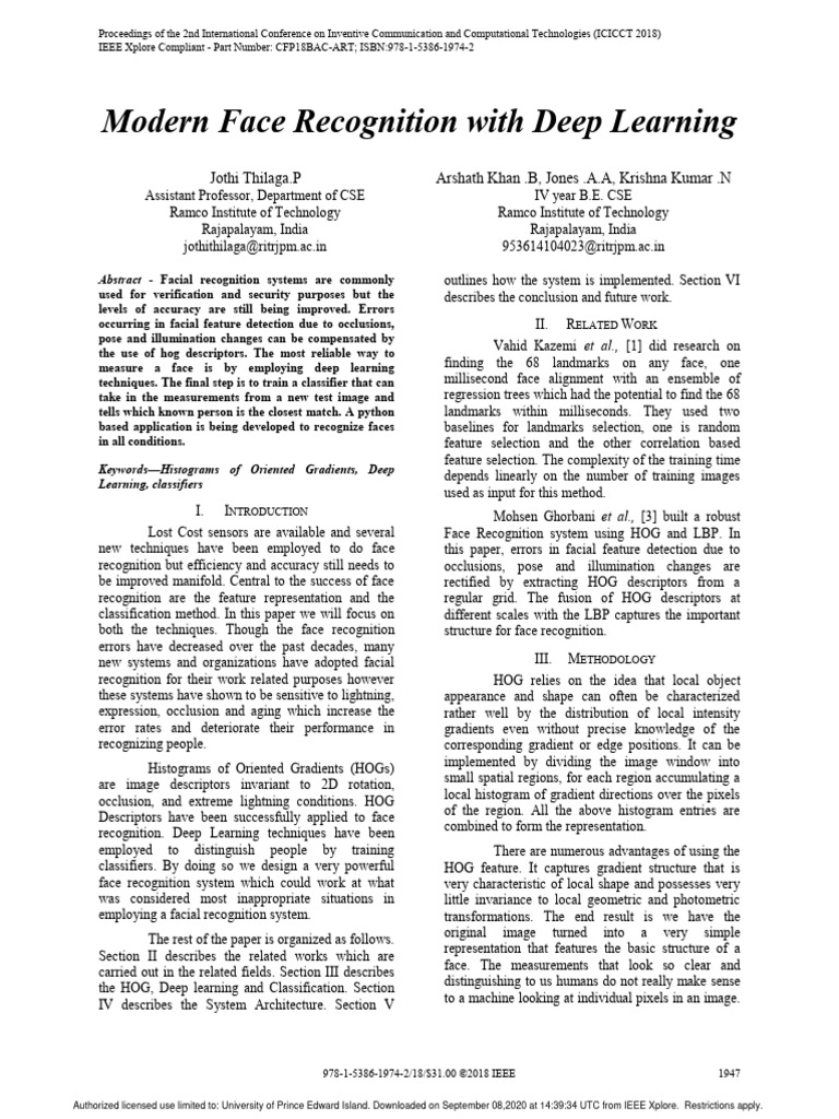 Deep Learning for Accurate Face Recognition | PDF | Deep Learning ...