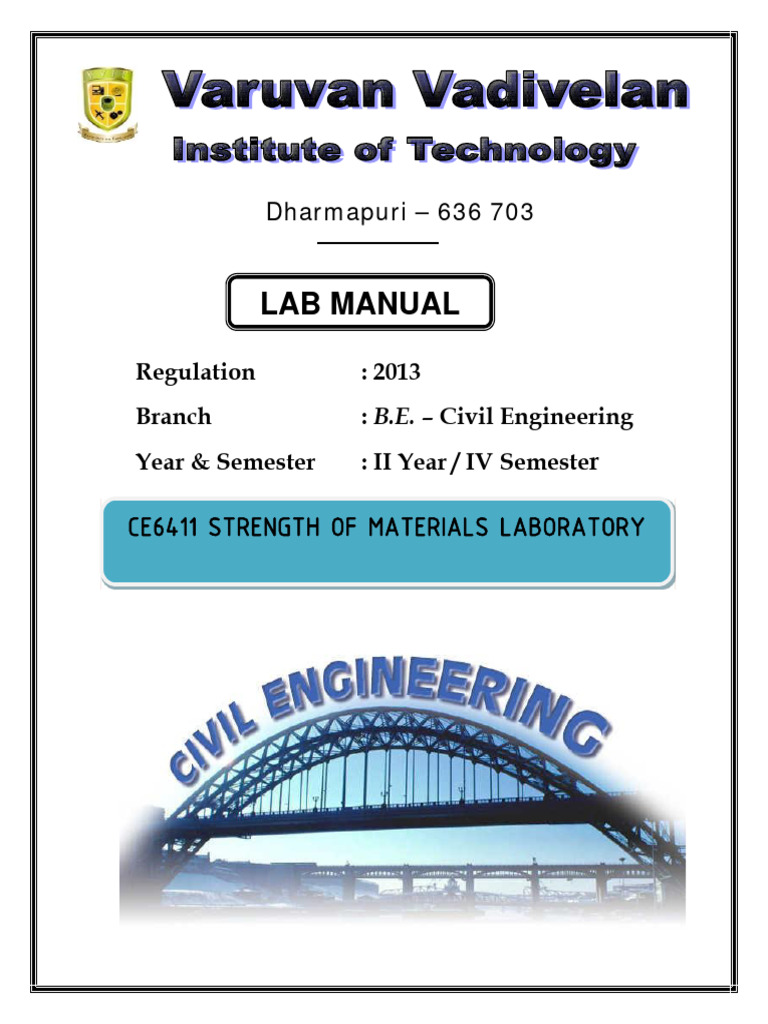 Ce6411 Strength of Materials Laboratory (Civil) PDF Ductility