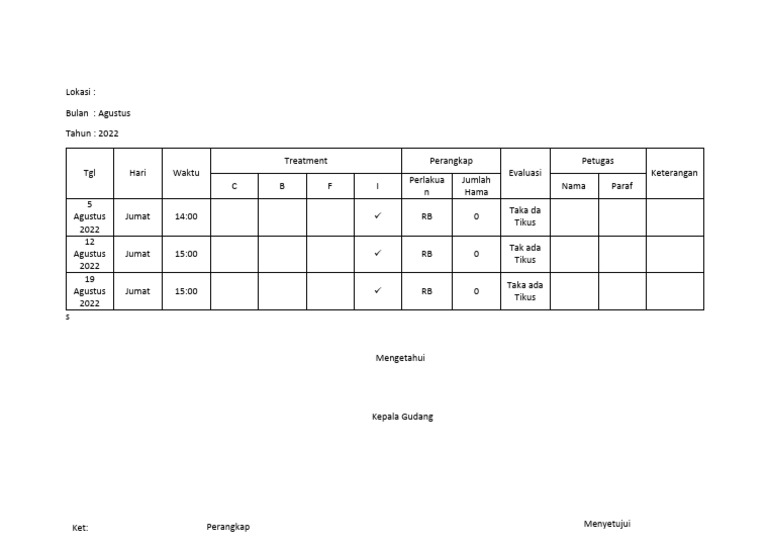 Form Pengendalian Hama | PDF