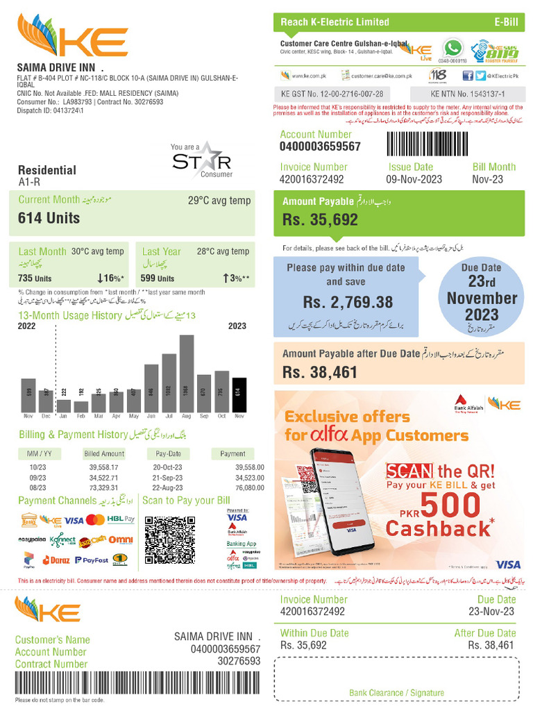 Residential Electricity Bill Summary | PDF | Fee | Taxes
