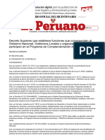 El Peruano - Decreto Supremo que establece funciones que corresponden al Gobierno Nacional, Gobiernos Locales y organizaciones que participan en el Programa de Complementación Alimentaria - PCA - DECRETO SUPREMO - N° 006-2016-MIDIS - PODER EJECUTIVO -