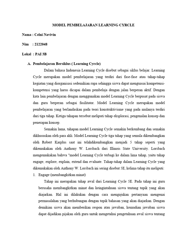 Model Pembelajaran Learning Cycle 5E | PDF | Karier & Perkembangan ...