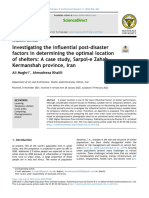 Investigating The Influential Post-Disaster Factors in Determining The Optimal Location of Shelters - A Case Study, Sarpol-E Zahab, Kermanshah Province, Iran