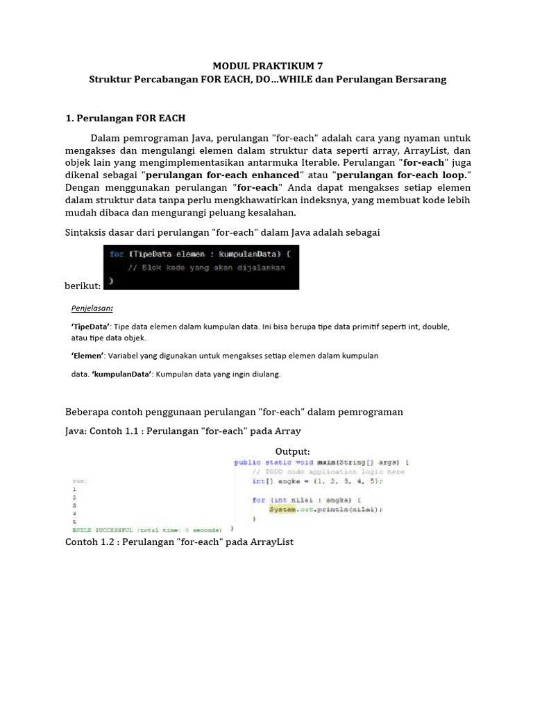 Struktur Perulangan dalam Pemrograman Java | PDF