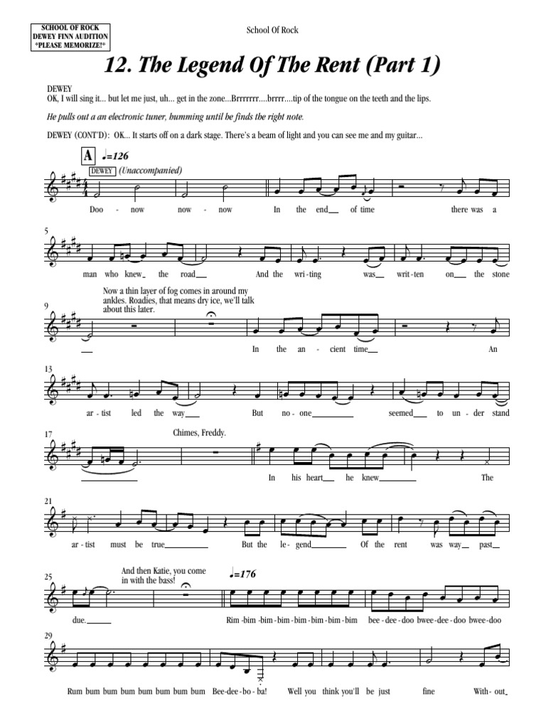 Sor The Legend Of The Rent Part 1 Dewey Audition Pdf