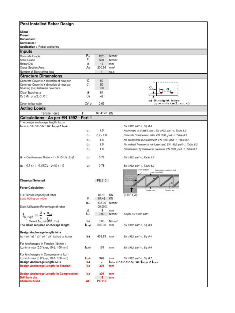 Ps 3 Rebar Anchoring Calculation 21 11 2023 Pdf Mechanical