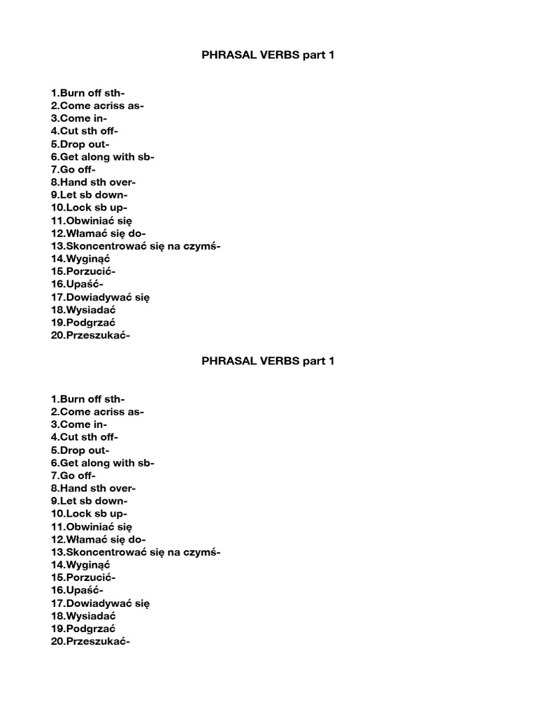 Phrasal Verbs Part 1 | PDF