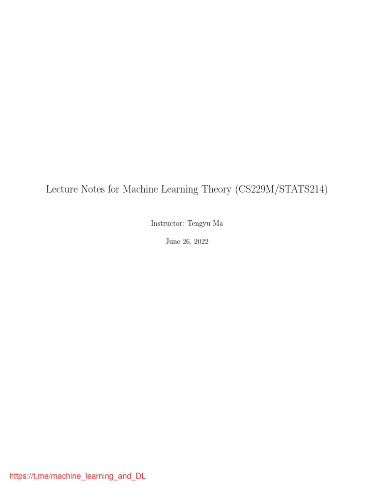 Lecture Notes For Machine Learning Theory Pdf Mathematics Statistics