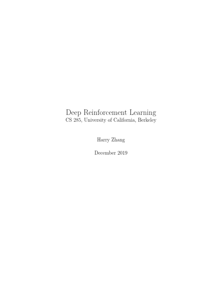 Deep Reinforcement Learning PDF Applied Mathematics Statistical