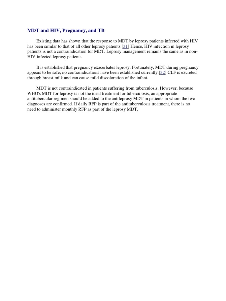 MDT Guidelines for TB and HIV in Leprosy | PDF | Self-Improvement ...