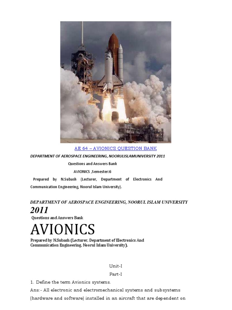 Avionics Ae 64 Avionics Question Bank PDF Computer Memory