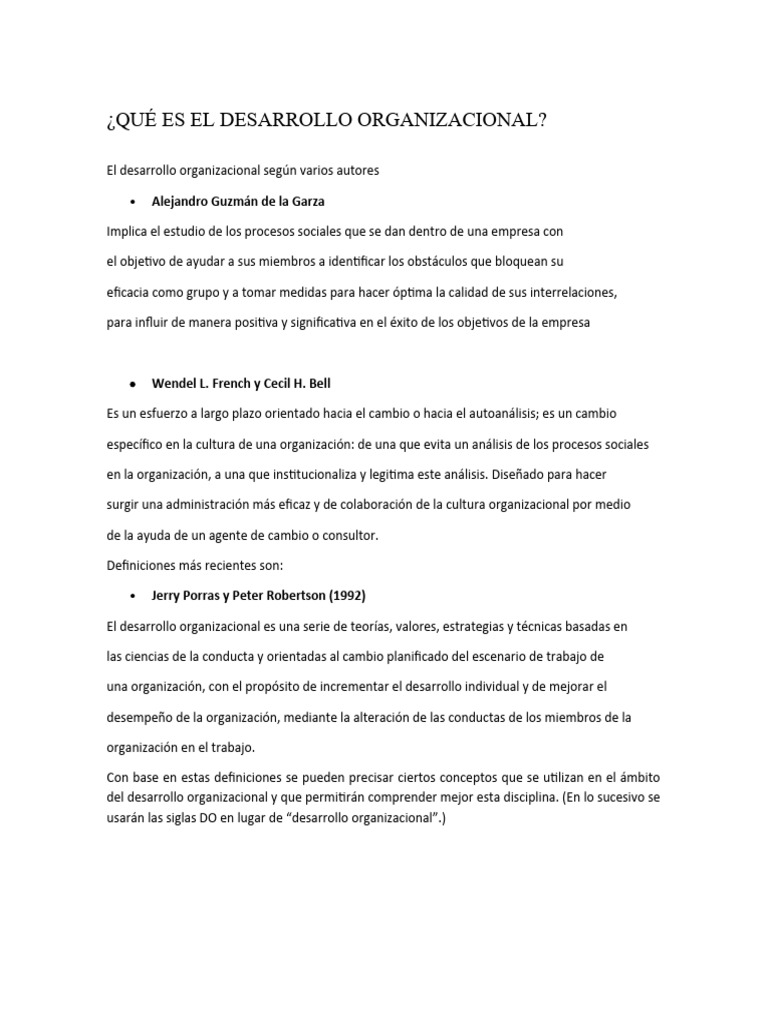 Definición y Claves del Desarrollo Organizacional | PDF | Planificación ...