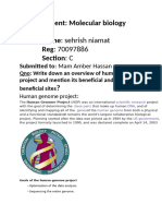 Assignment: Molecular Biology Name: Sehrish Niamat Reg: 70097886 Secton: C