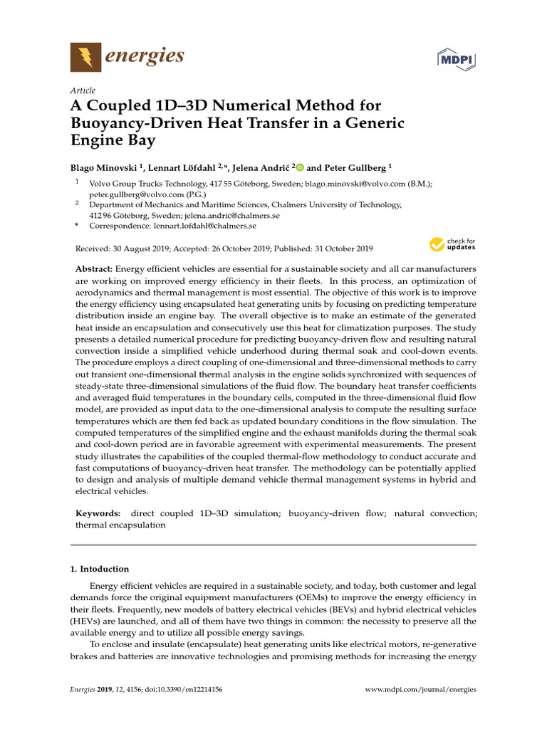 A coupled 1d 3d numerical method for buoyancy driven heat transfer in a