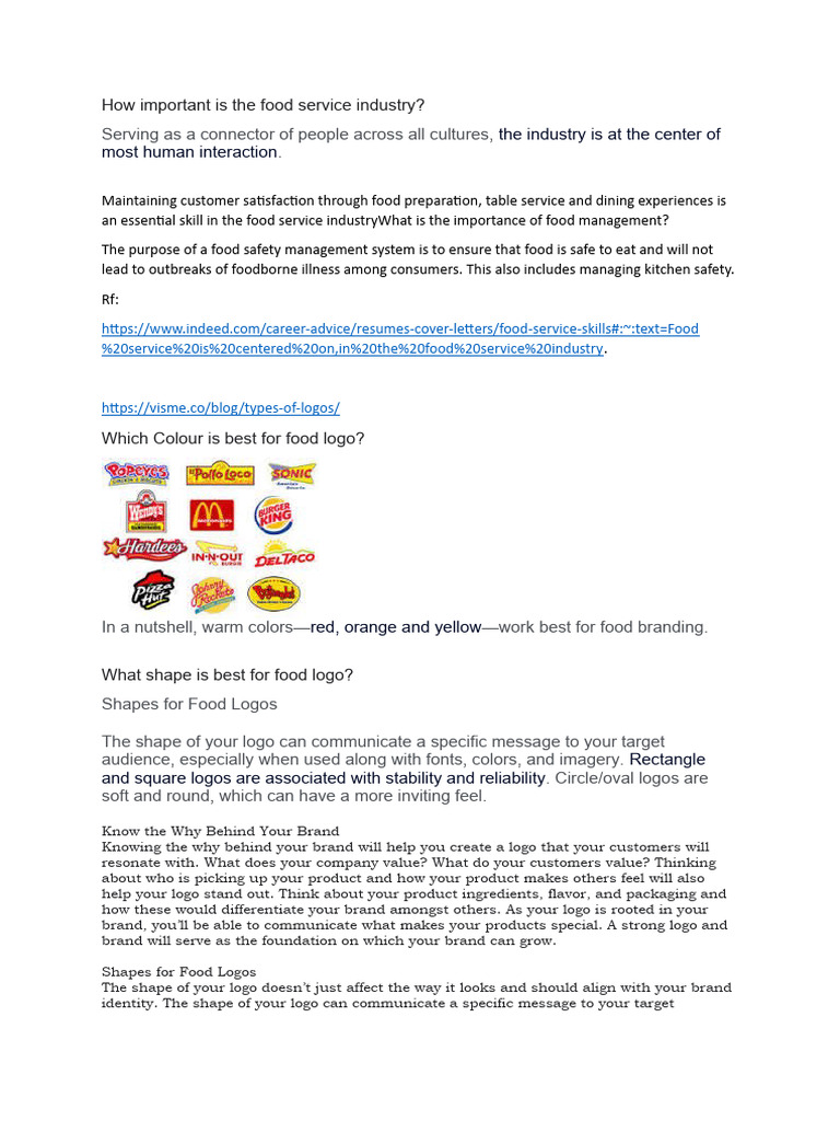 How Important Is The Food Service Industry PDF Brand Logos