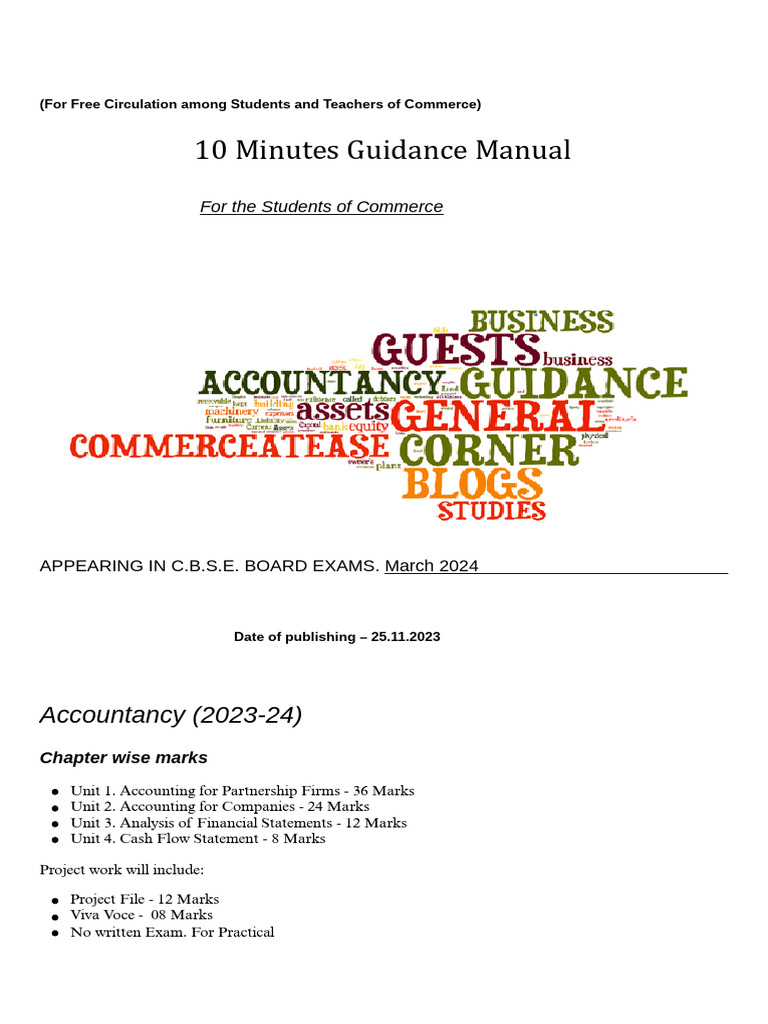 10 Minutes Guidance Manual 2024 PDF Accounting