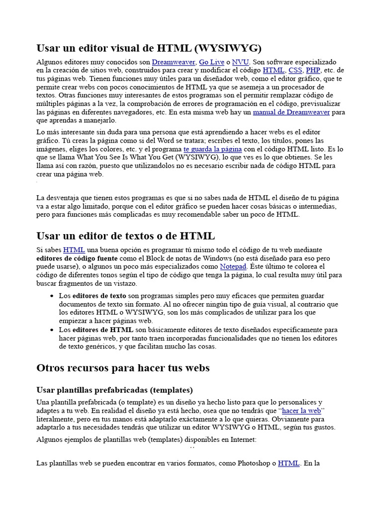 Usar Un Editor Visual de HTML | PDF | Posicionamiento en buscadores | HTML