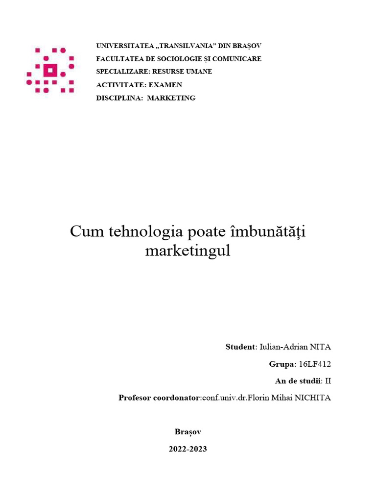 Examen Marketing UNITBV | PDF