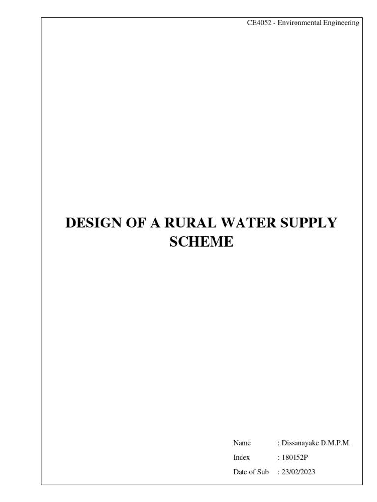 Rural Water Supply Design Kasikote | PDF | Water Purification | Water