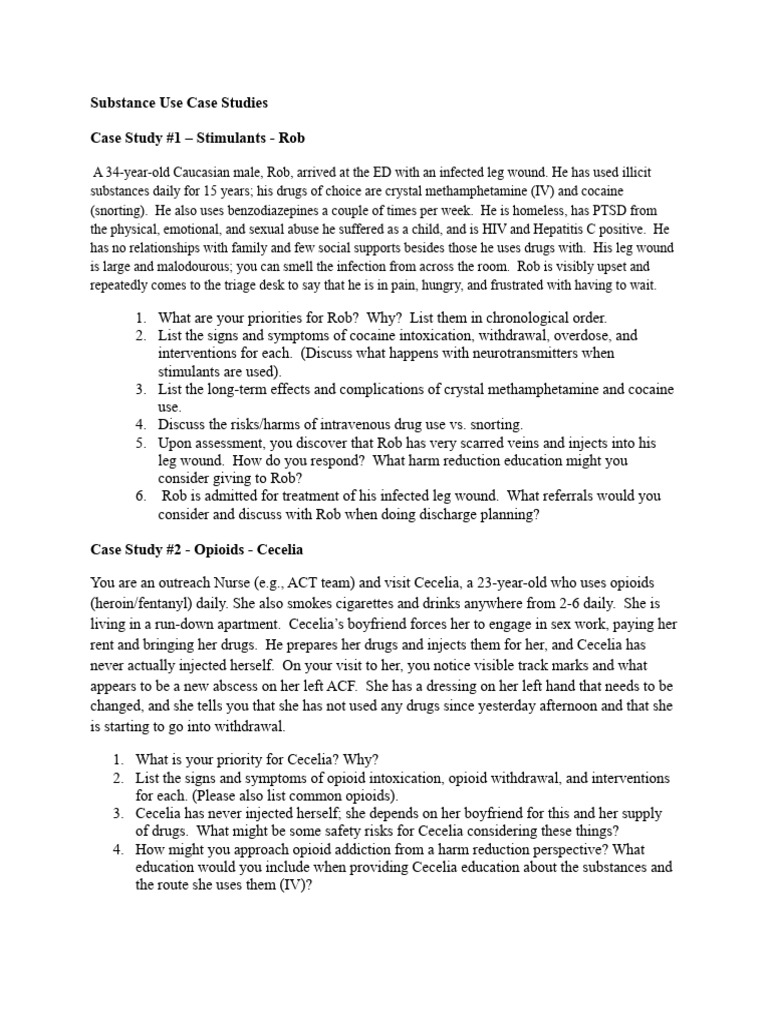 Substance Use Case Studies Analysis | PDF | Substance Abuse ...