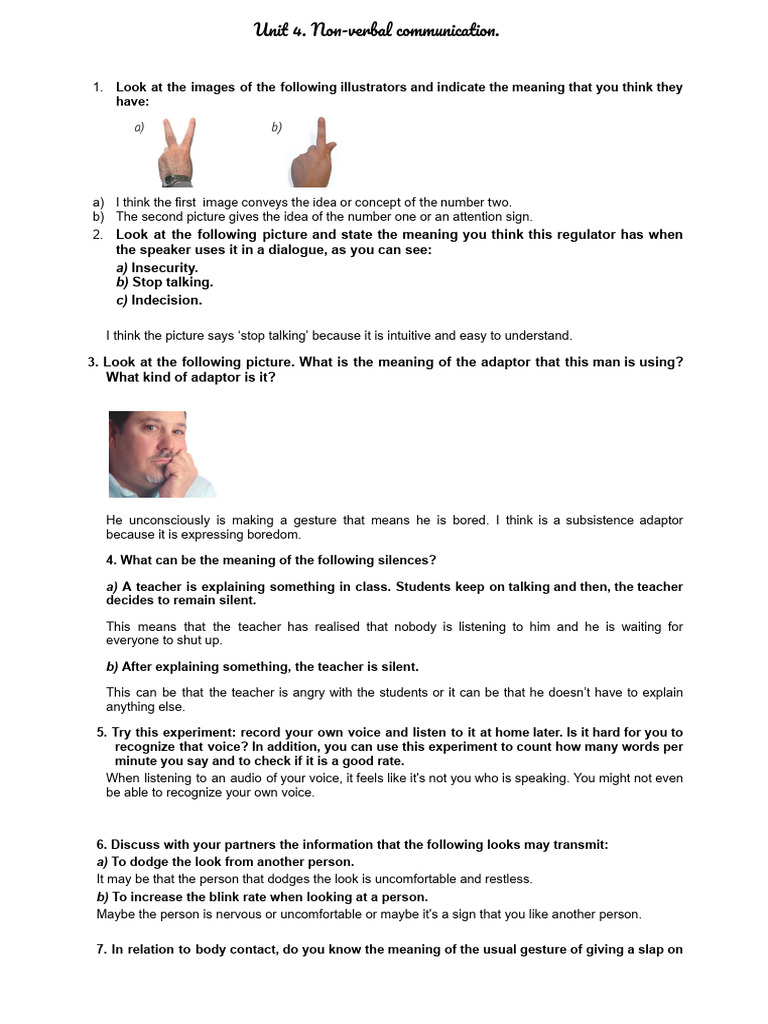 04 Exercises Student PDF Nonverbal Communication Communication