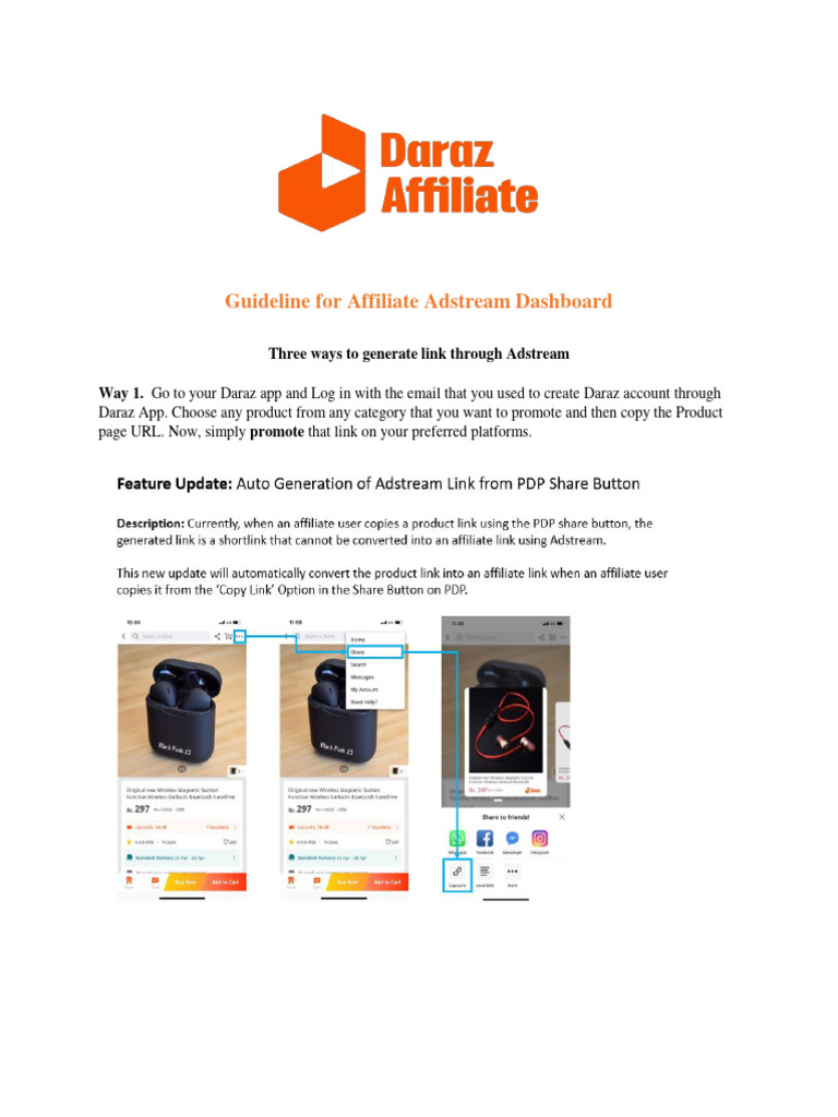 Guideline For Affiliate Adstream Dashboard | PDF