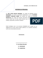 Referencia Personal: Guayaquil, 2 de Octubre Del 2023