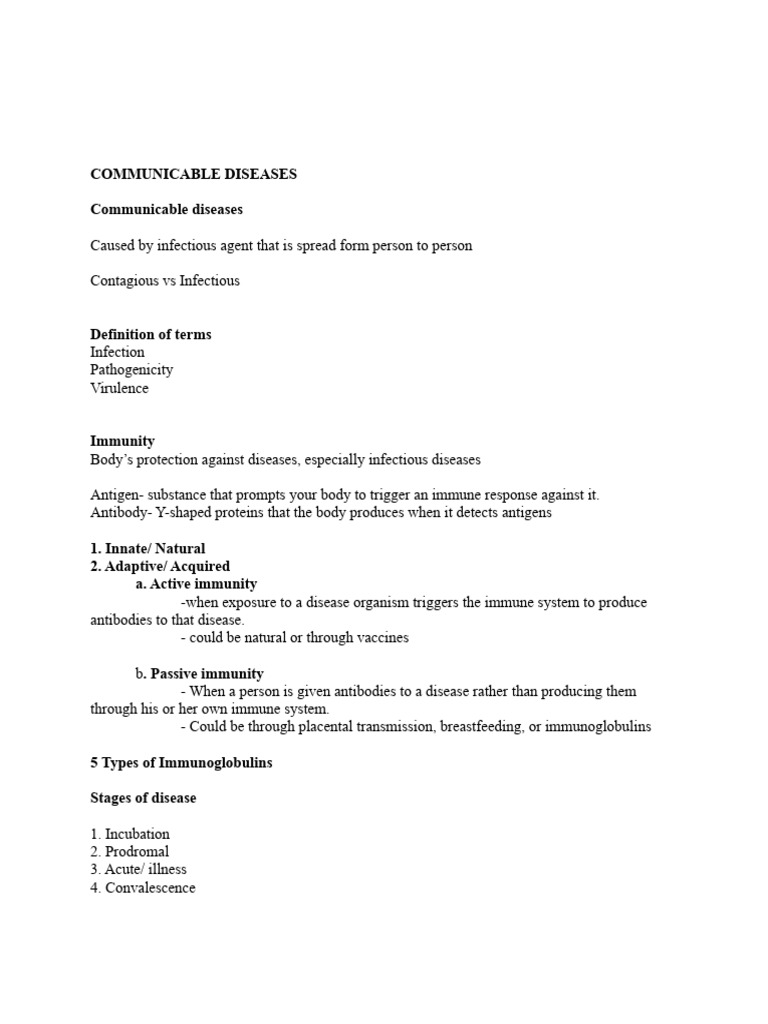 Understanding Communicable Diseases | PDF | Infection | Immunity (Medical)