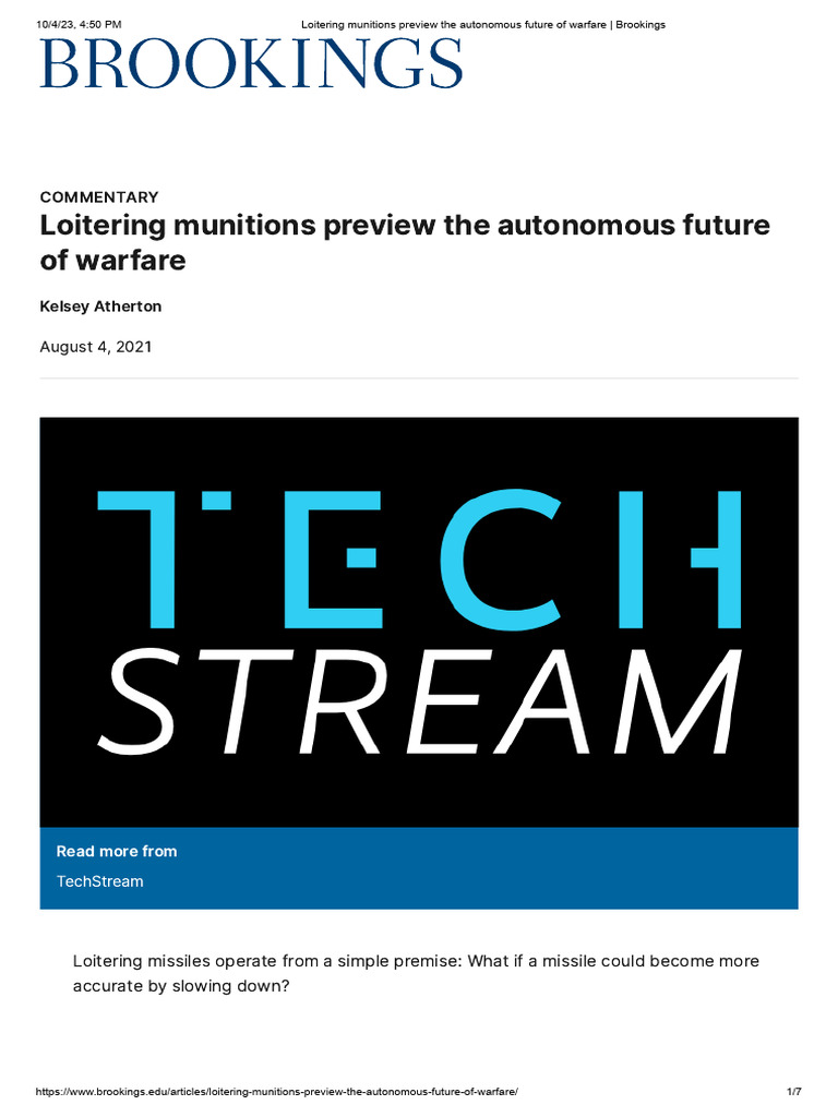 Loitering Munitions Preview The Autonomous Future of Warfare ...