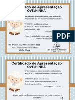 Certificado de Apresentação Ovelhinha 2019