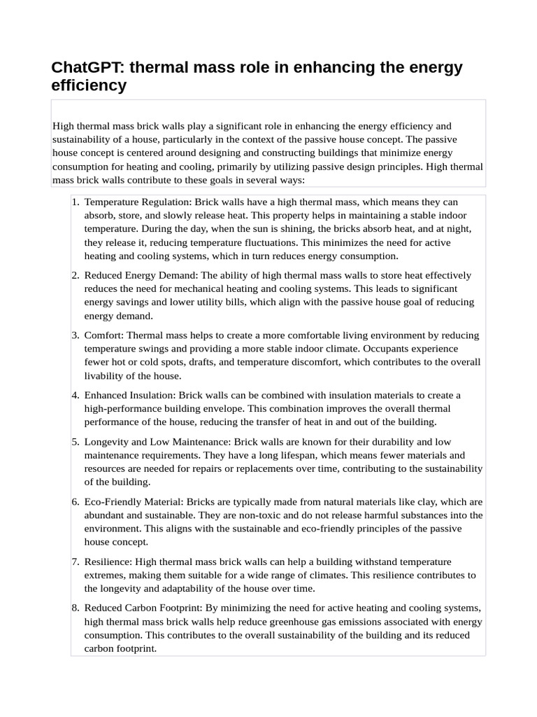Thermal Mass for Energy Efficiency | PDF | Efficient Energy Use ...