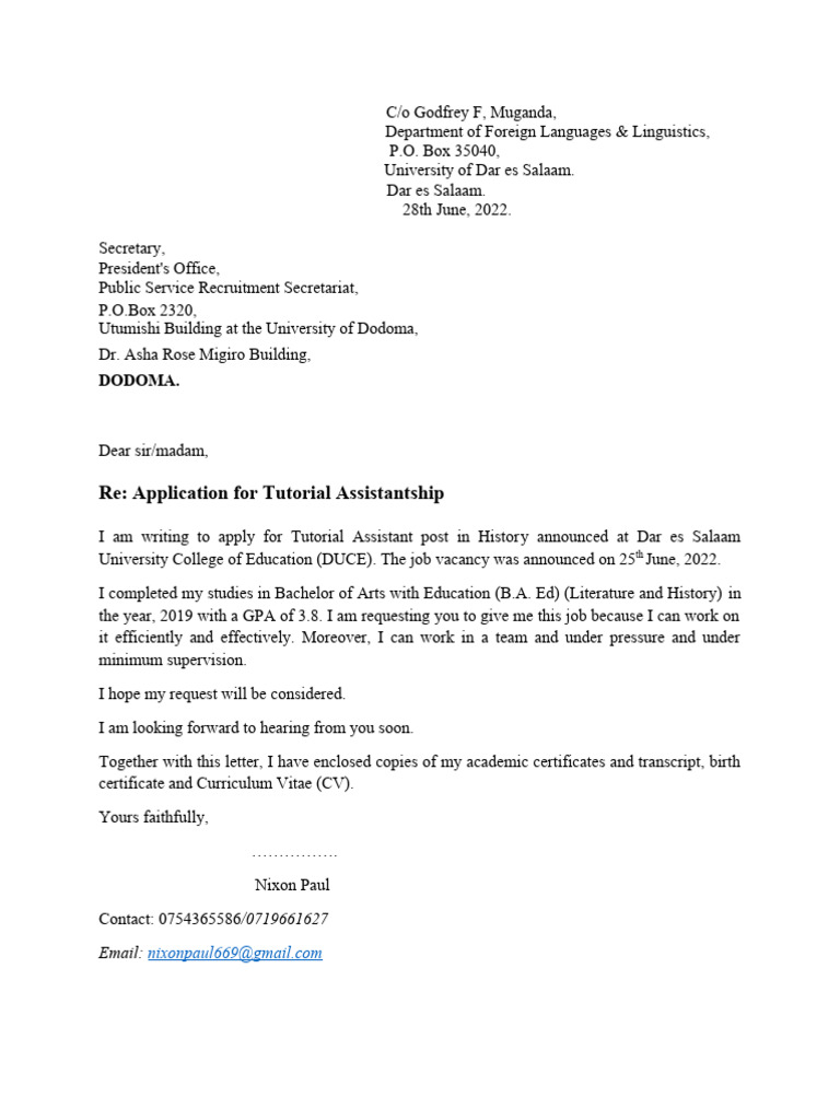 Rwekaza Job Application | PDF | Foreign Language Studies