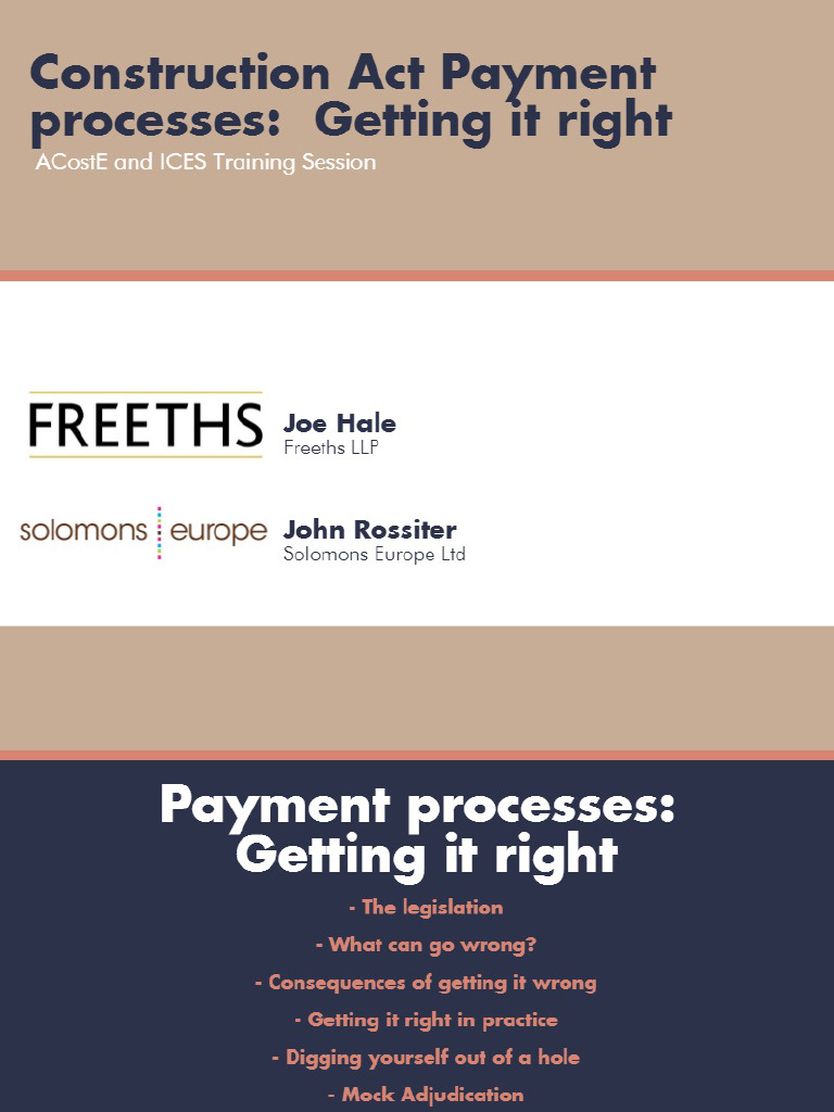 The Construction Act Payment Process Getting It Right PDF