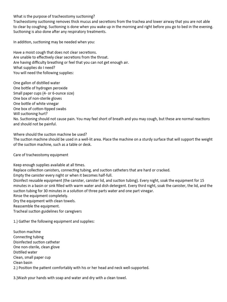 What Is The Purpose of Tracheostomy Suctioning PDF