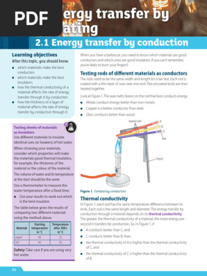 2.1 Energy Transfer by Conduction: Learning Objectives | PDF 