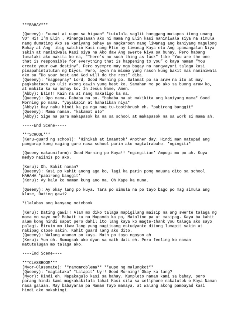 "BAHAY" Roleplay Script | PDF