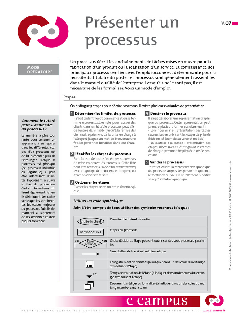 Décrire un processus en 5 étapes | PDF