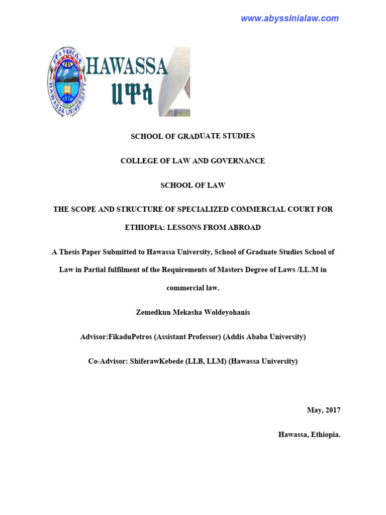 The Scope and Structure of Specialized Commercial Court For Ethiopia