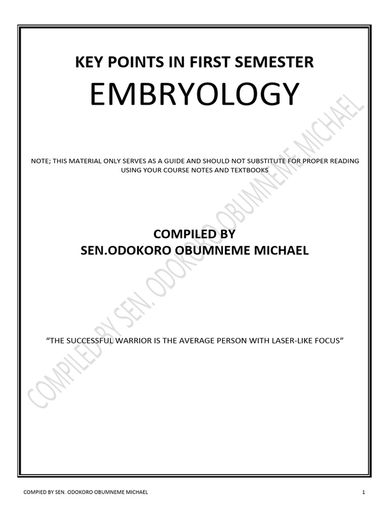 Mikes First Semester Embryology 1 PDF Meiosis Ovary