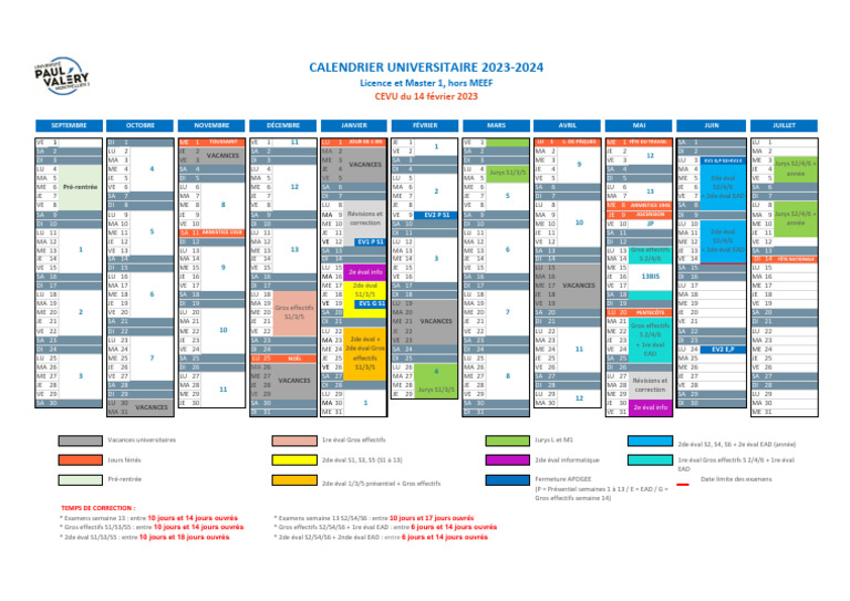 Calendrier Universitaire 2023-2024 Vote Cevu 14.02.2023 | PDF
