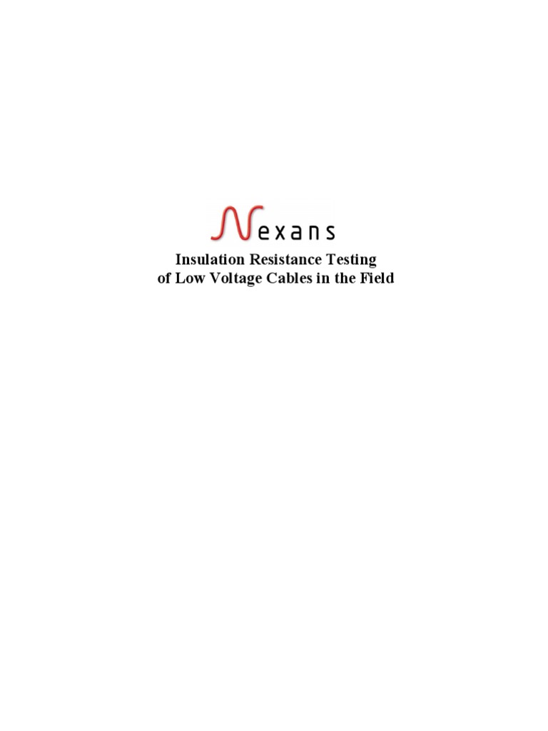 Insulation Resistance Testing for LV Cables | PDF | Insulator ...
