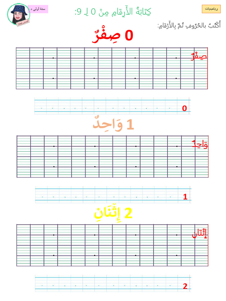 كِتَابَةُ الأَرِقَامِ مِنْ 0 لِـ 9 | PDF