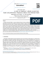 Impact of Leadership Styles on Employees’ Attitude Towards Their Leader and Performance Empirical Evidence From Pakistani Banks