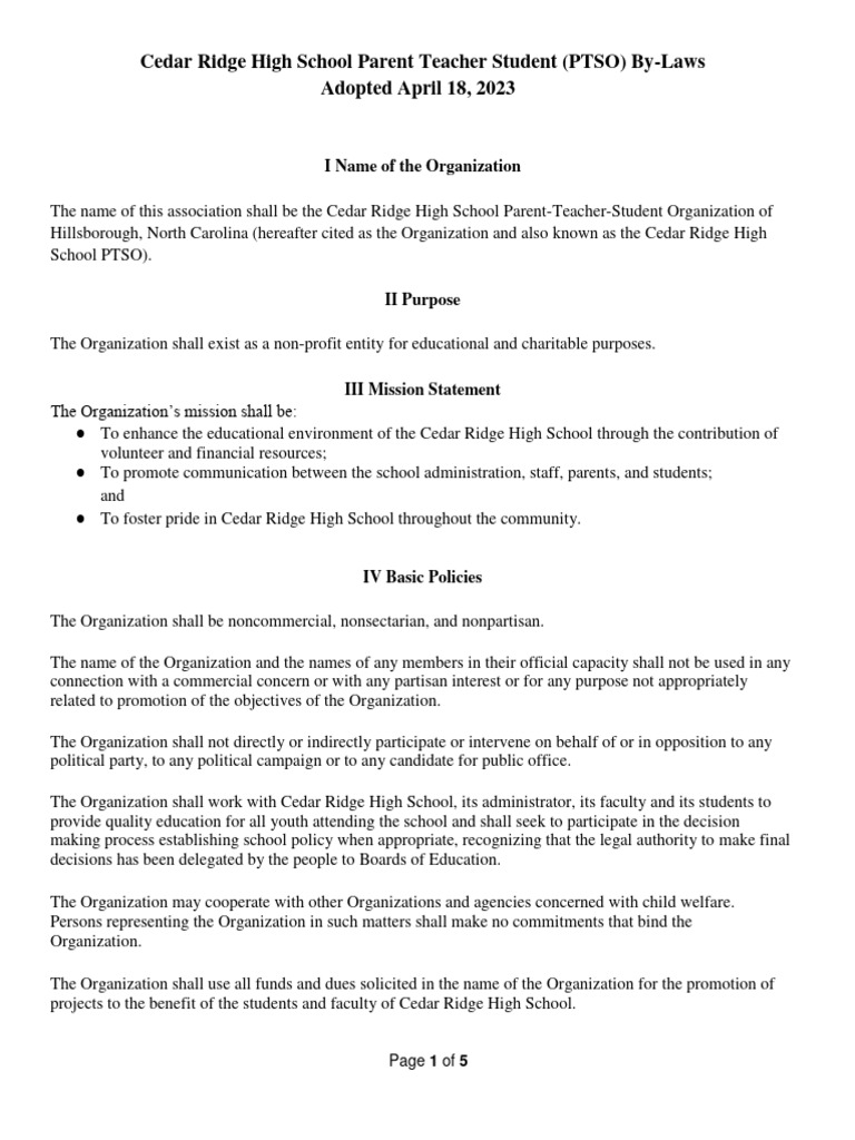 Bylaws Crhs Ptso 4 Pdf Board Of Directors Audit Committee