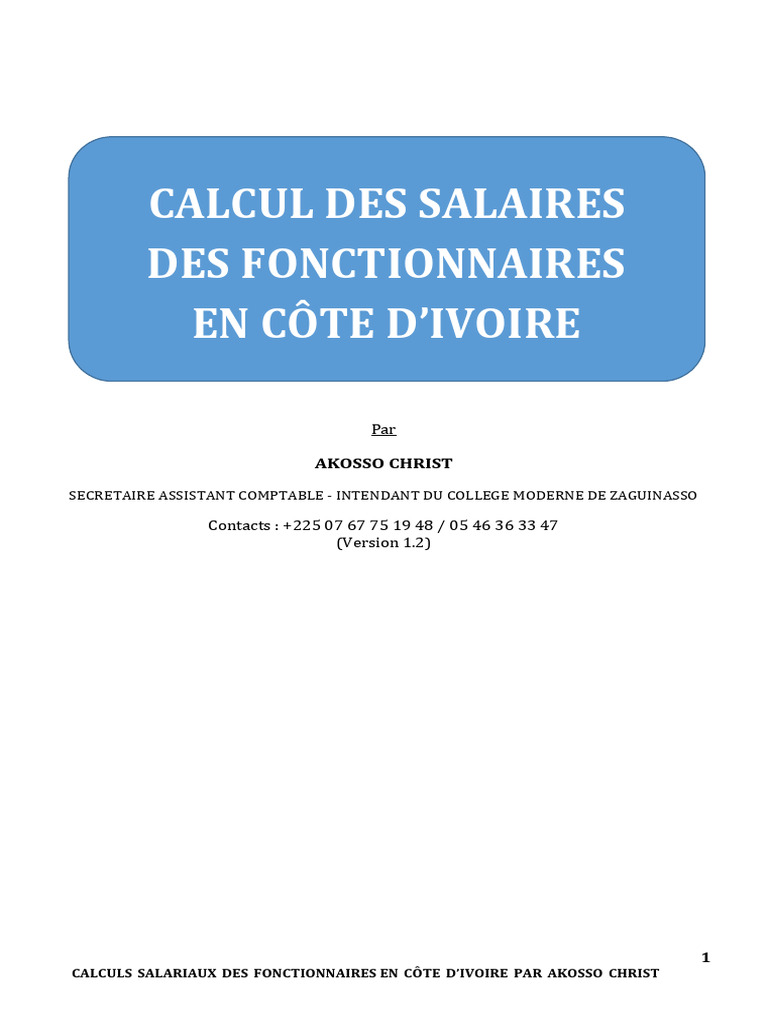 Calculs Salariaux Fonctionnaires CI | PDF | Impôt sur le revenu | Salaires